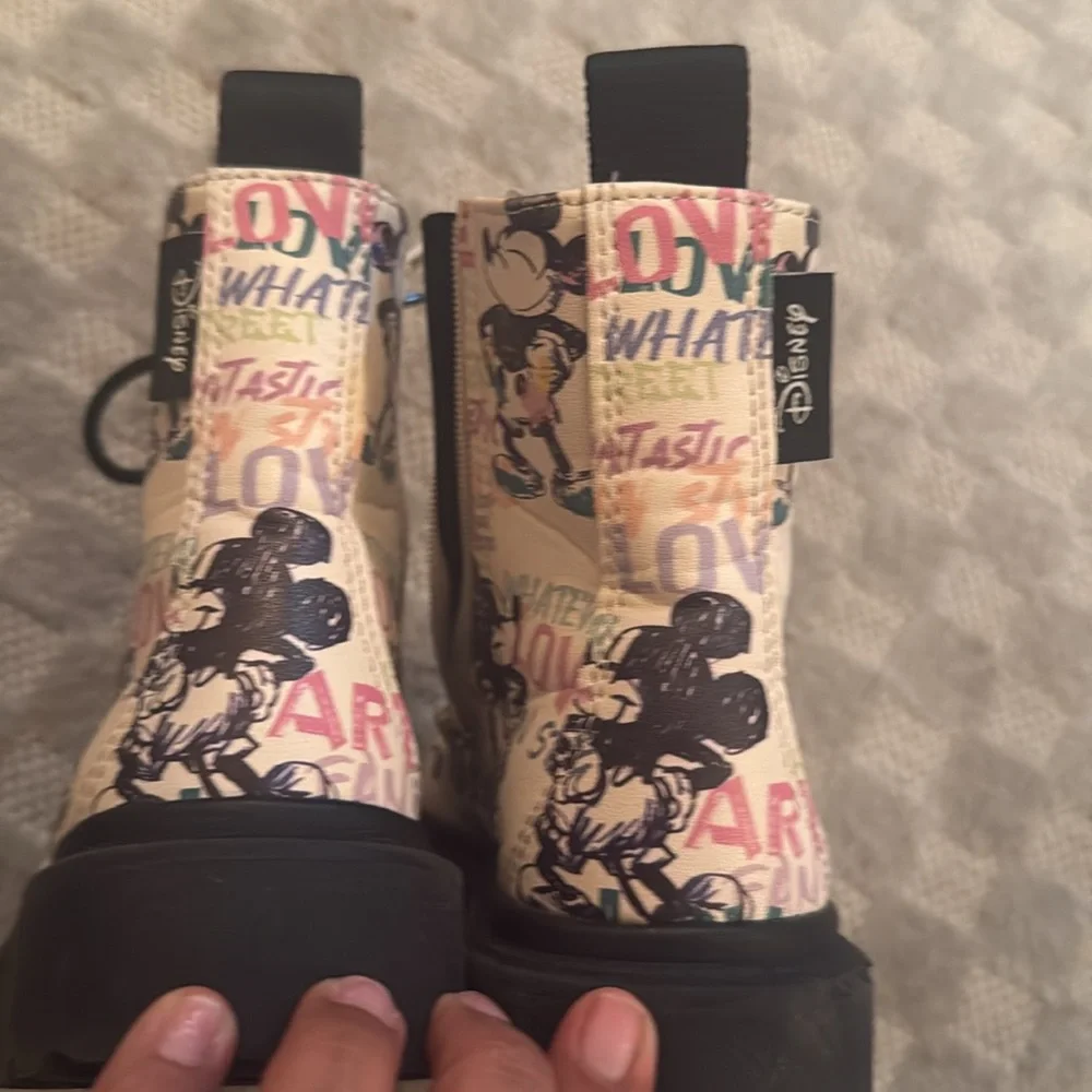 Zara Disney Mickey Mouse Girls Kids Boots EUC Zipper on Side Size 12